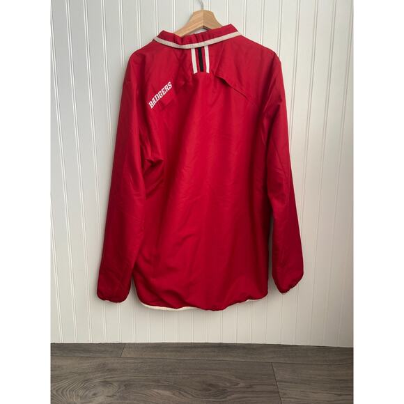 Adidas Wisconsin Badgers Windbreaker Mens M Red/White Climaproof Pullover Sports - Picture 6 of 6